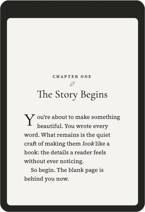 A chapter opening formatted with Koberger, shown on an e-reader